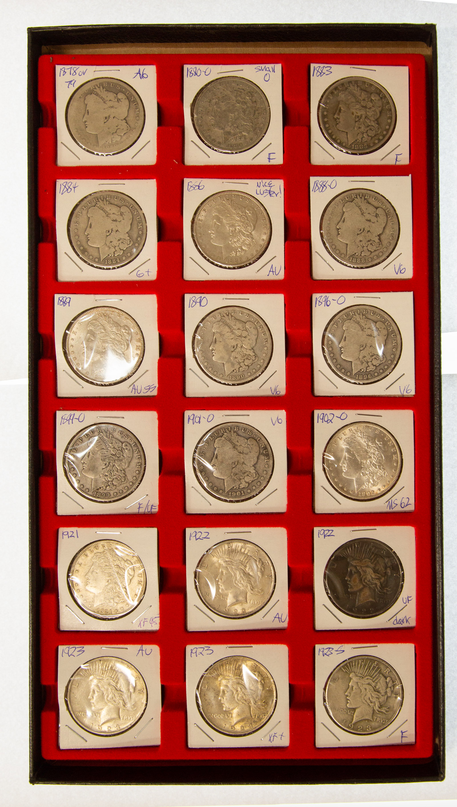 18 SILVER DOLLARS IN A DEALER
