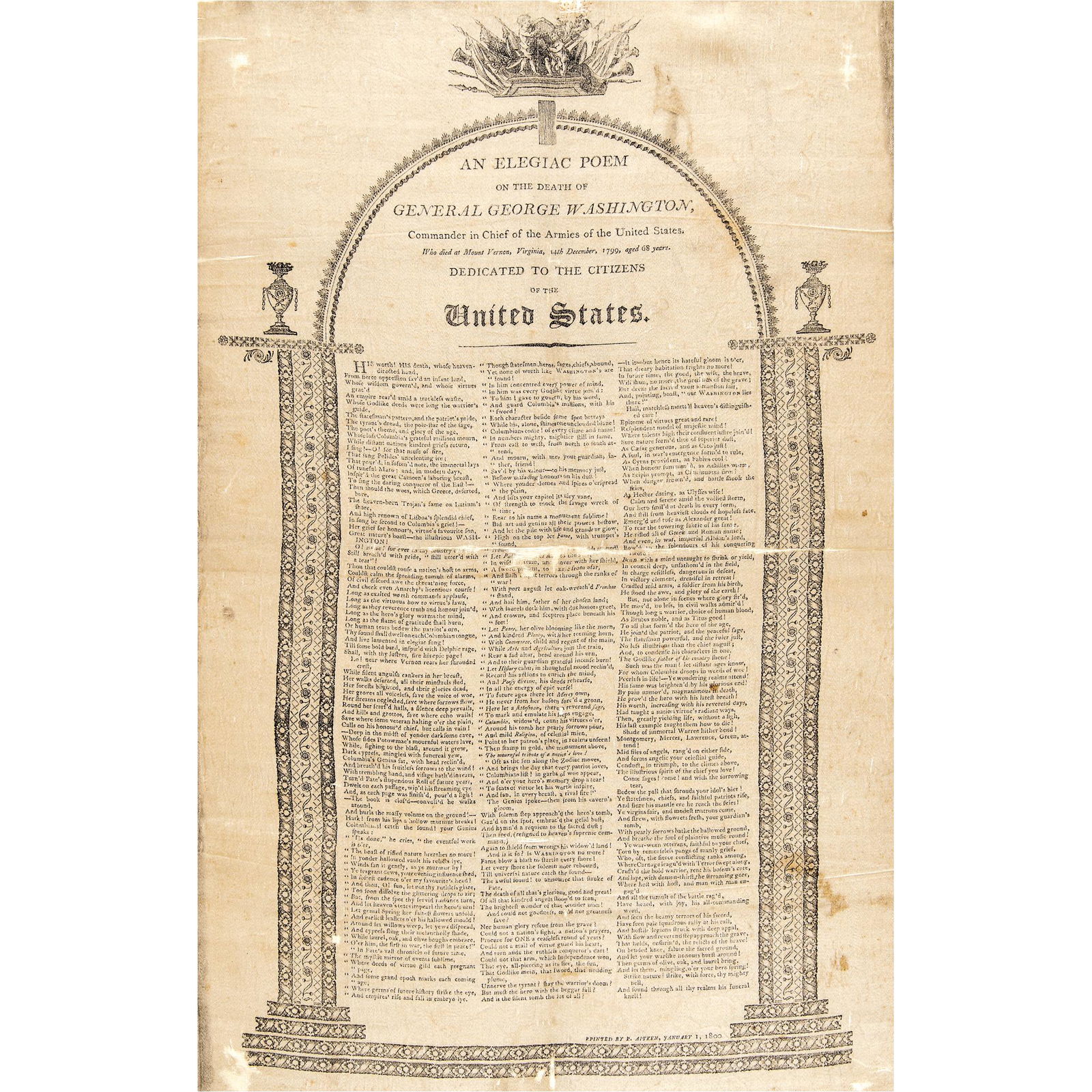 1800-DATED SILK BROADSIDE TITLED: