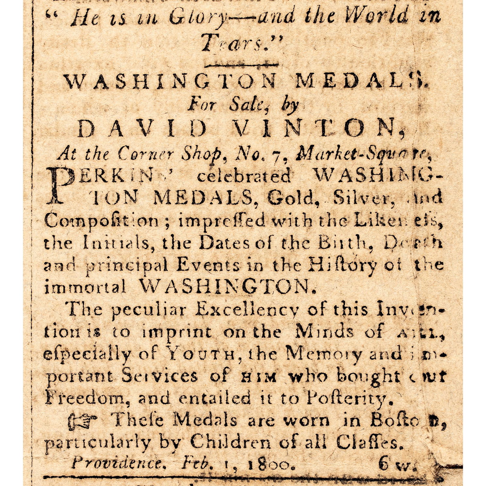 1800 NEWSPAPER WITH JACOB PERKINS