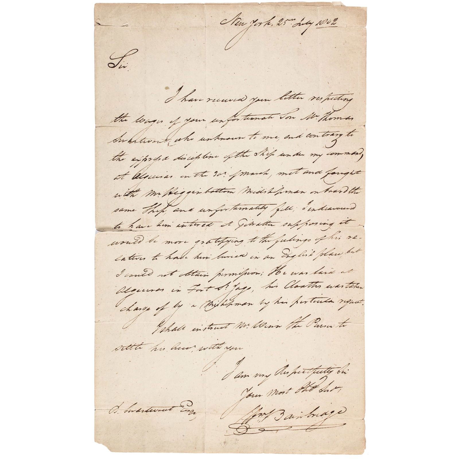 1802 WILLIAM BAINBRIDGE ALS TO
