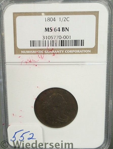 1804 Half cent MS 64