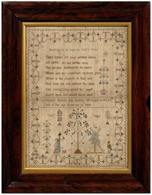 1804 pictorial and verse sampler,