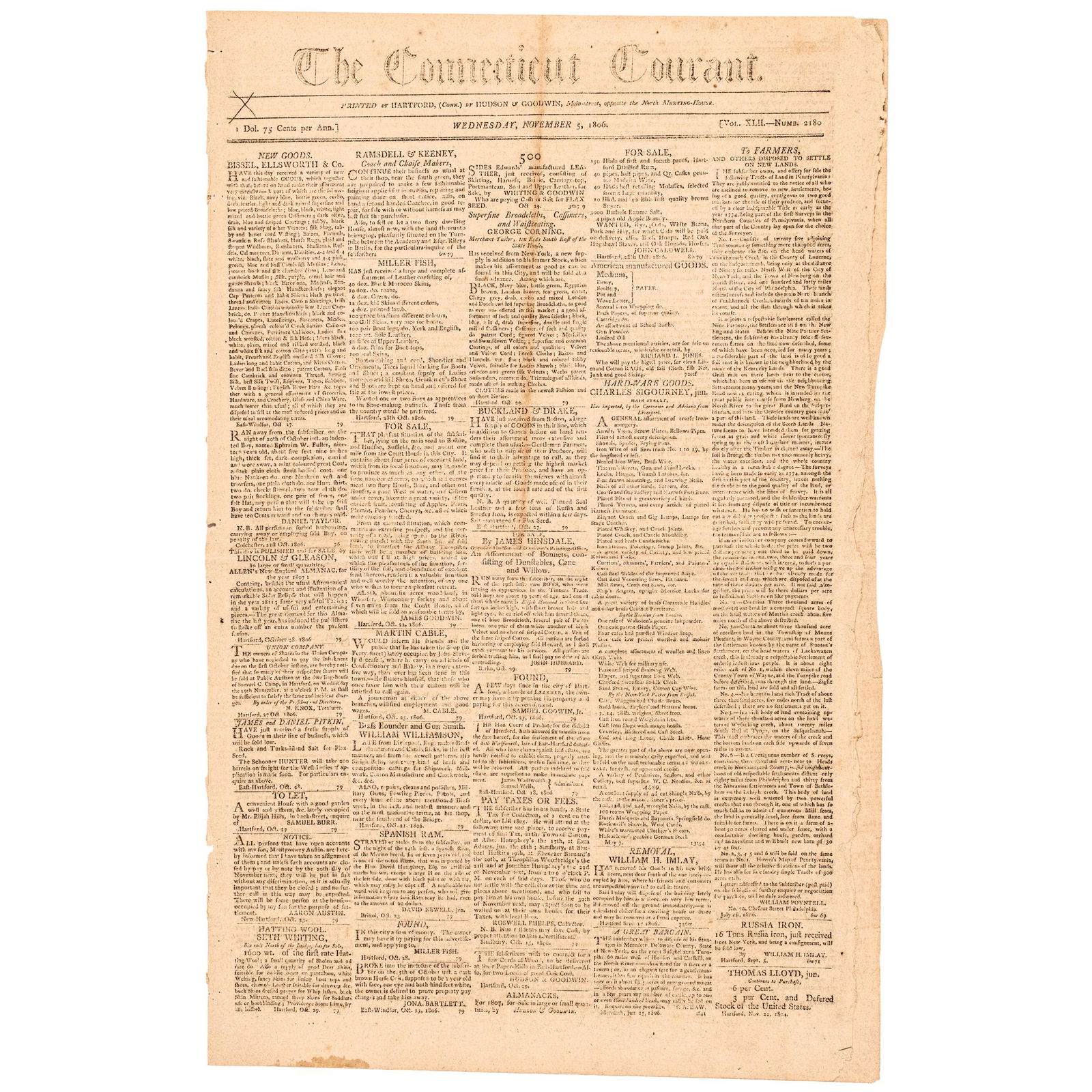 1806 NEWSPAPER REPORTS, LEWIS AND