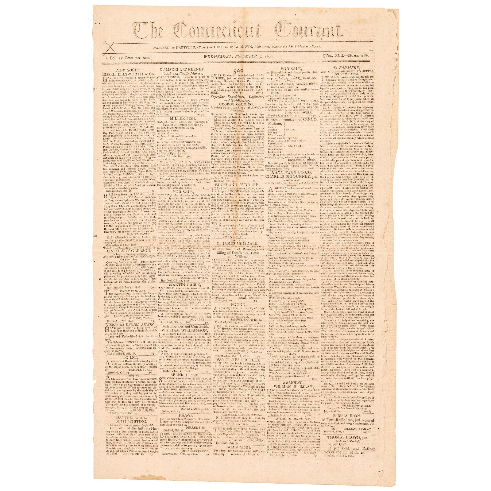 1806 NEWSPAPER REPORTS, LEWIS AND