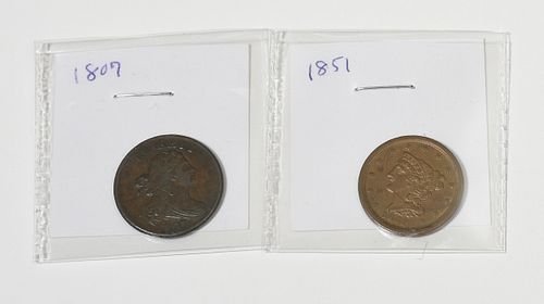 1807 AND 1851 US HALF CENTS1807 and