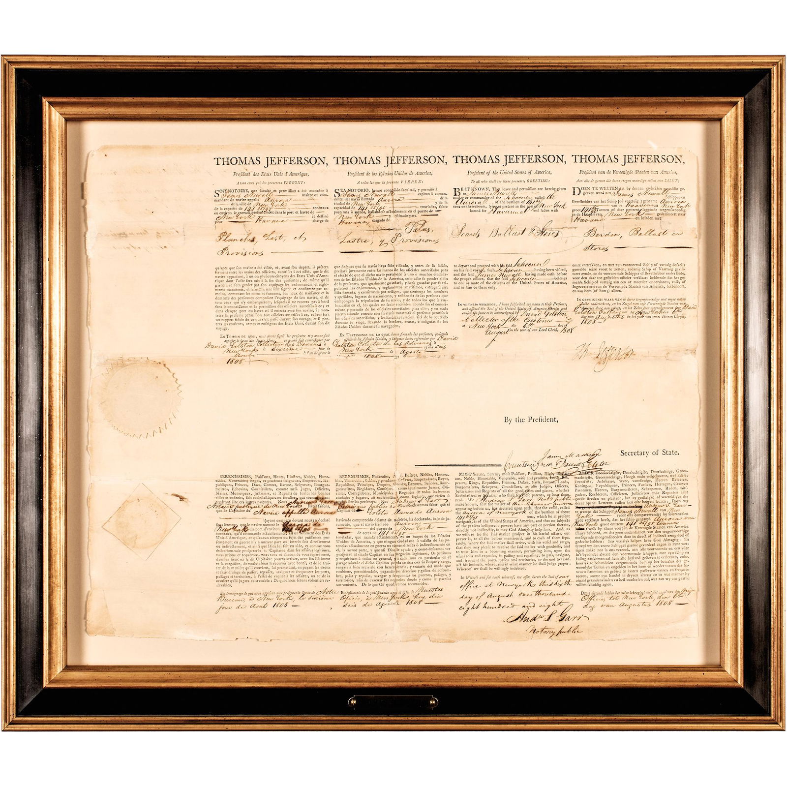 1808 THOMAS JEFFERSON + JAMES