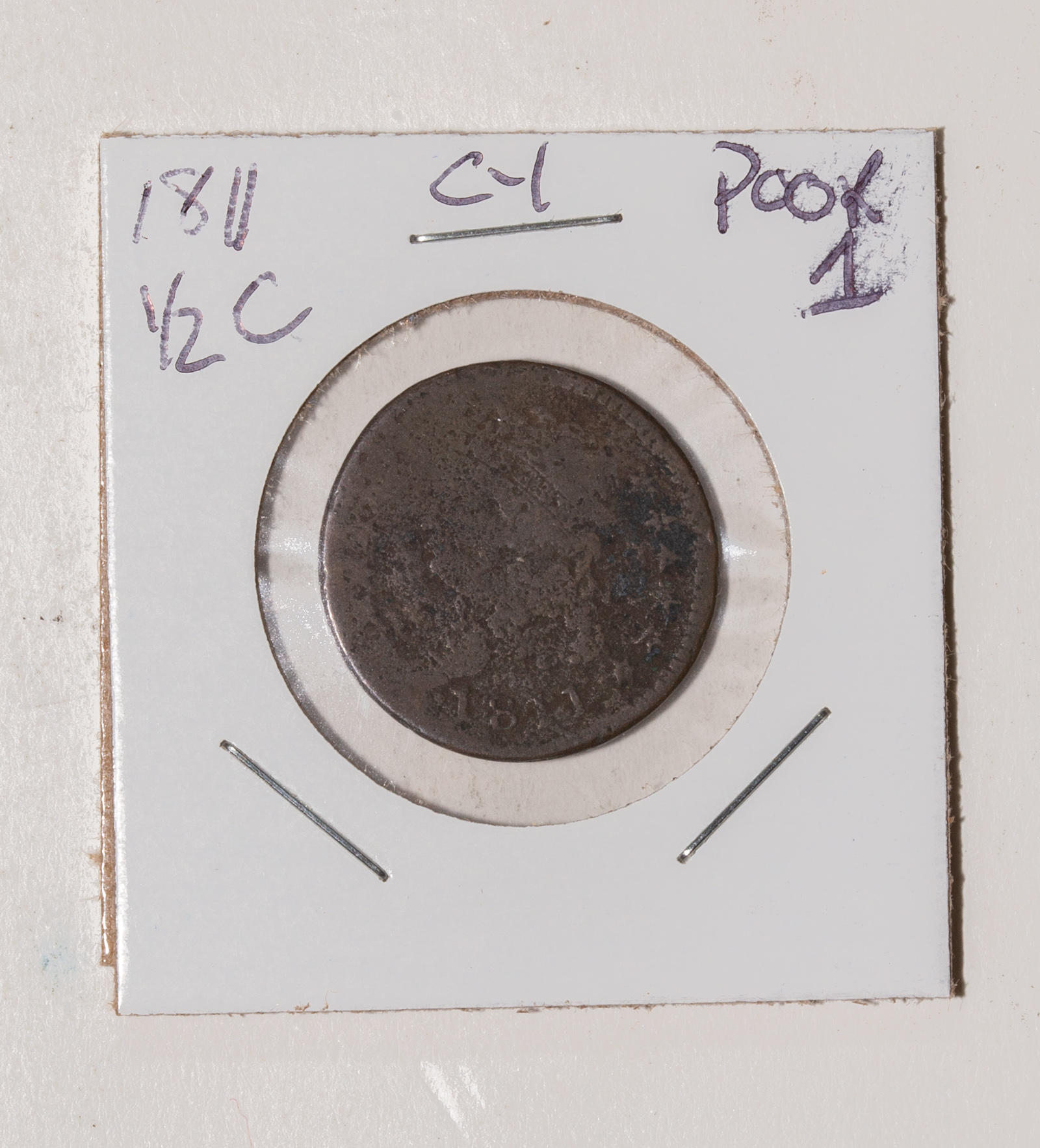 1811 HALF CENT C-1, POOR 1 Date
