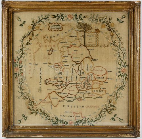 1811 NEEDLEWORK MAP SAMPLER OF