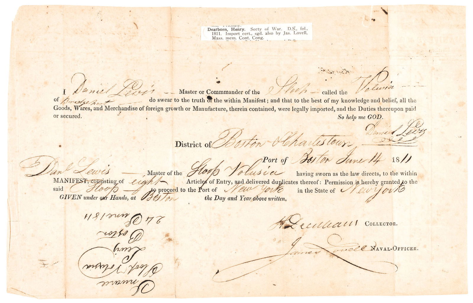 1811 PATRIOTS HENRY DEARBORN +