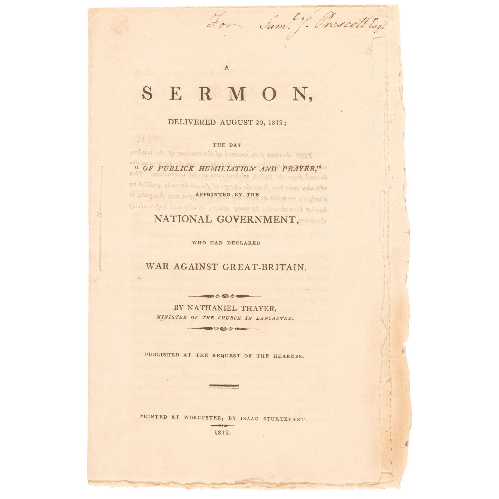 1812 SAMUEL J. PRESCOTT'S COPY,