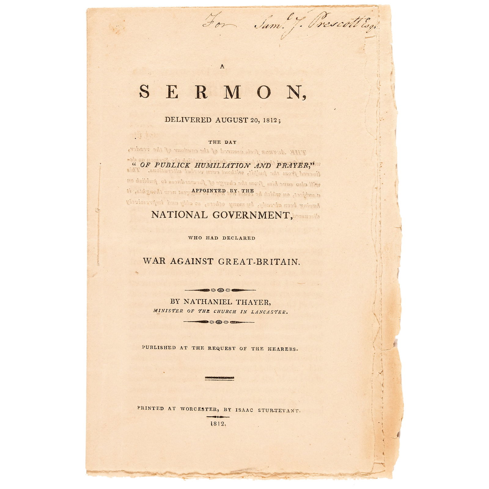 1812 SAMUEL J. PRESCOTT'S COPY,