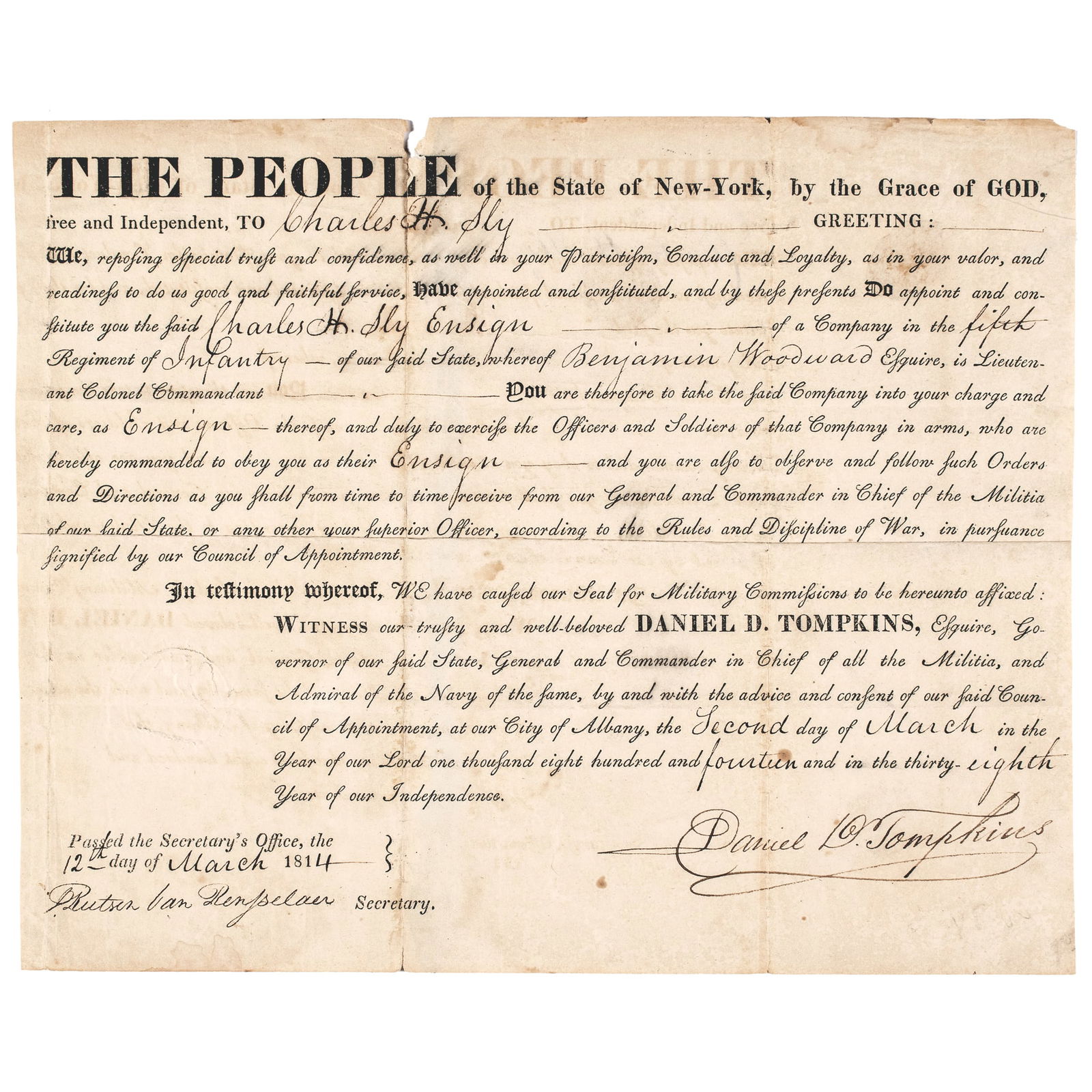 1814 DANIEL D TOMPKINS, 4TH US VP