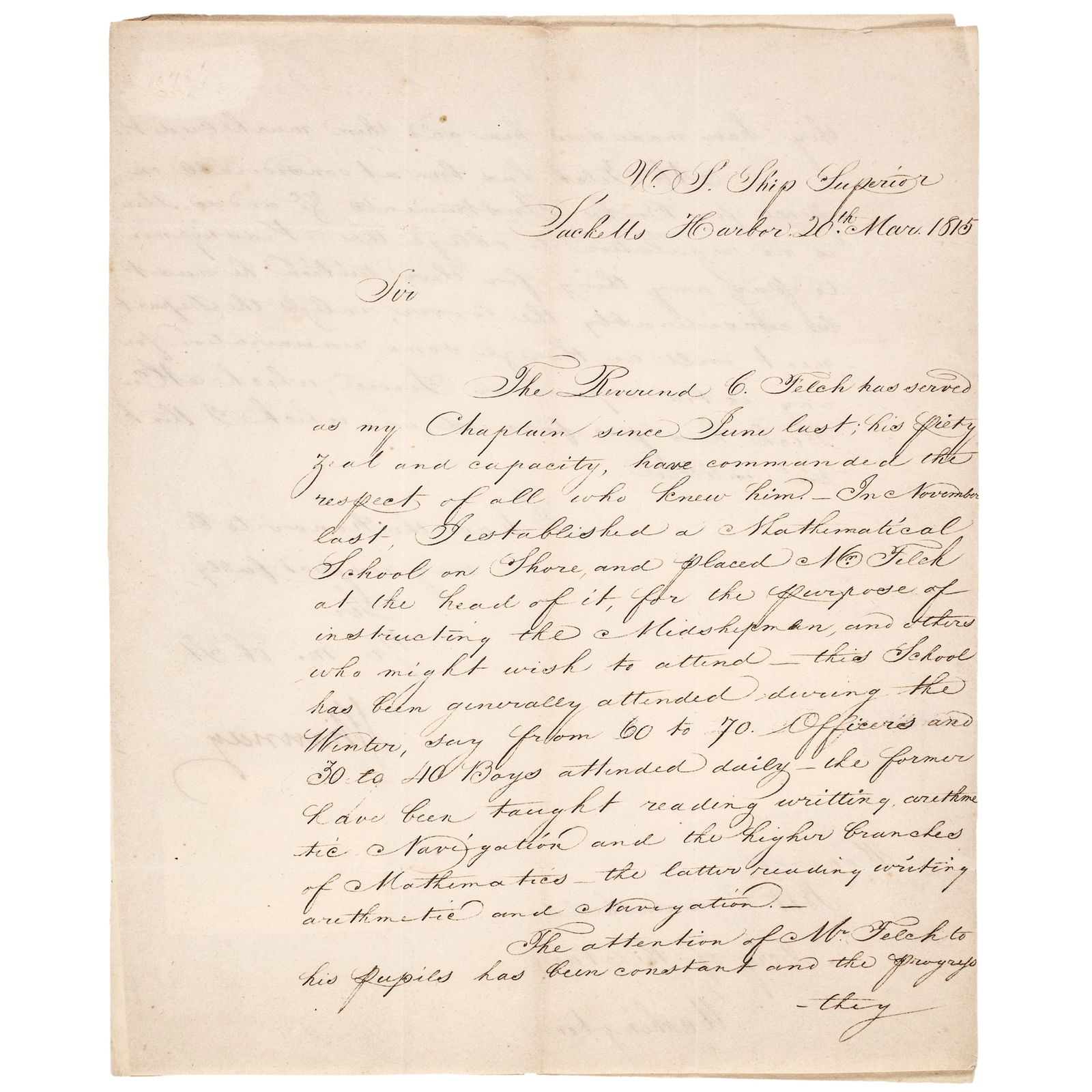 1815 COMMODORE ISAAC CHAUNCY SIGNED