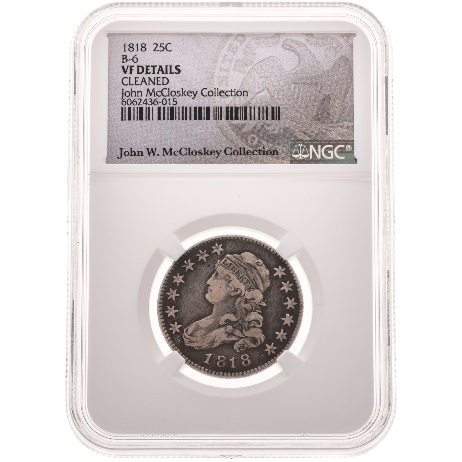 1818 BUST QUARTER B-6 NGC VF