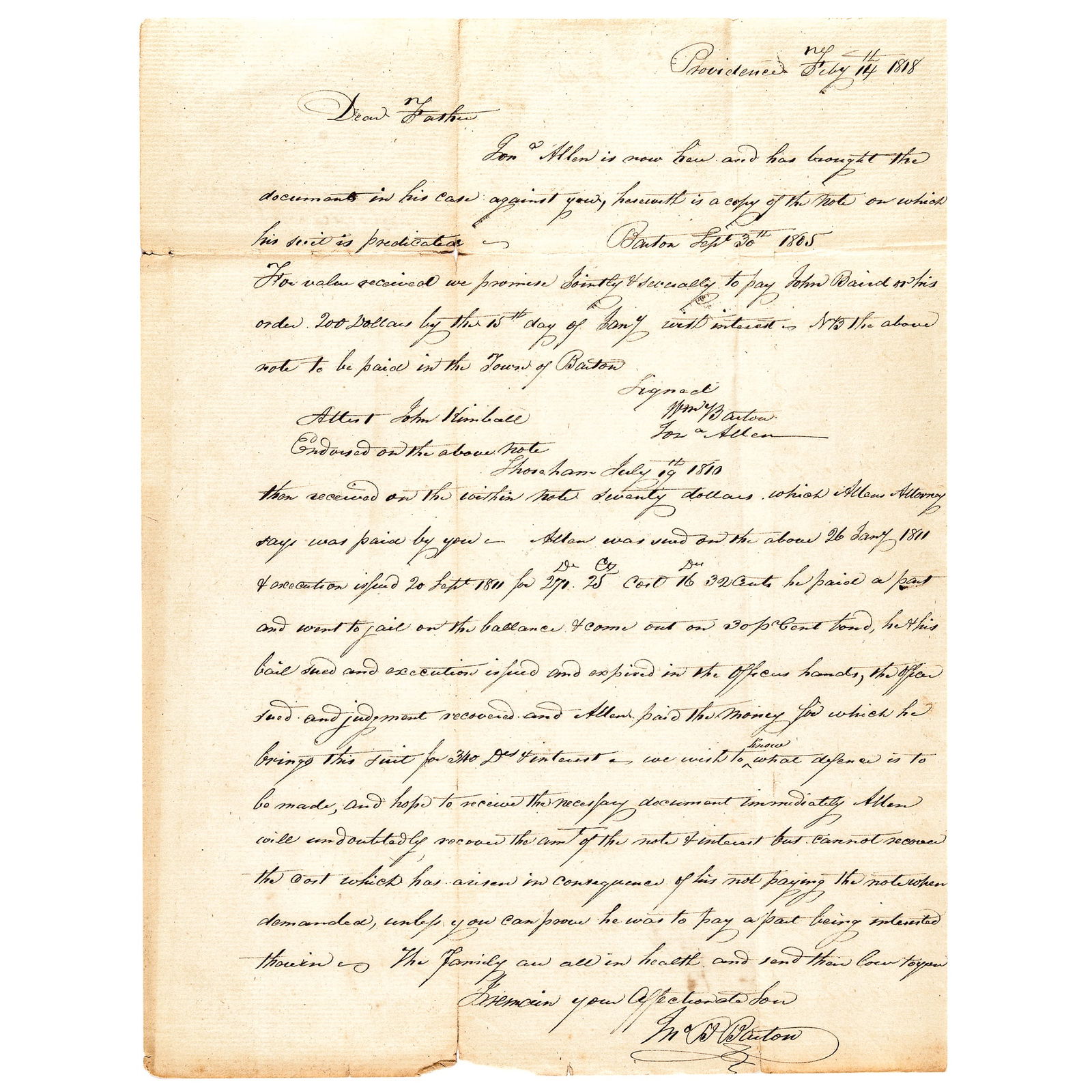 1818 JOHN B. BARTON ALS TO HIS