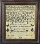 1818 NEEDLEWORK SAMPLER. By Sa