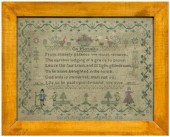 1818 sampler, six-line verse "