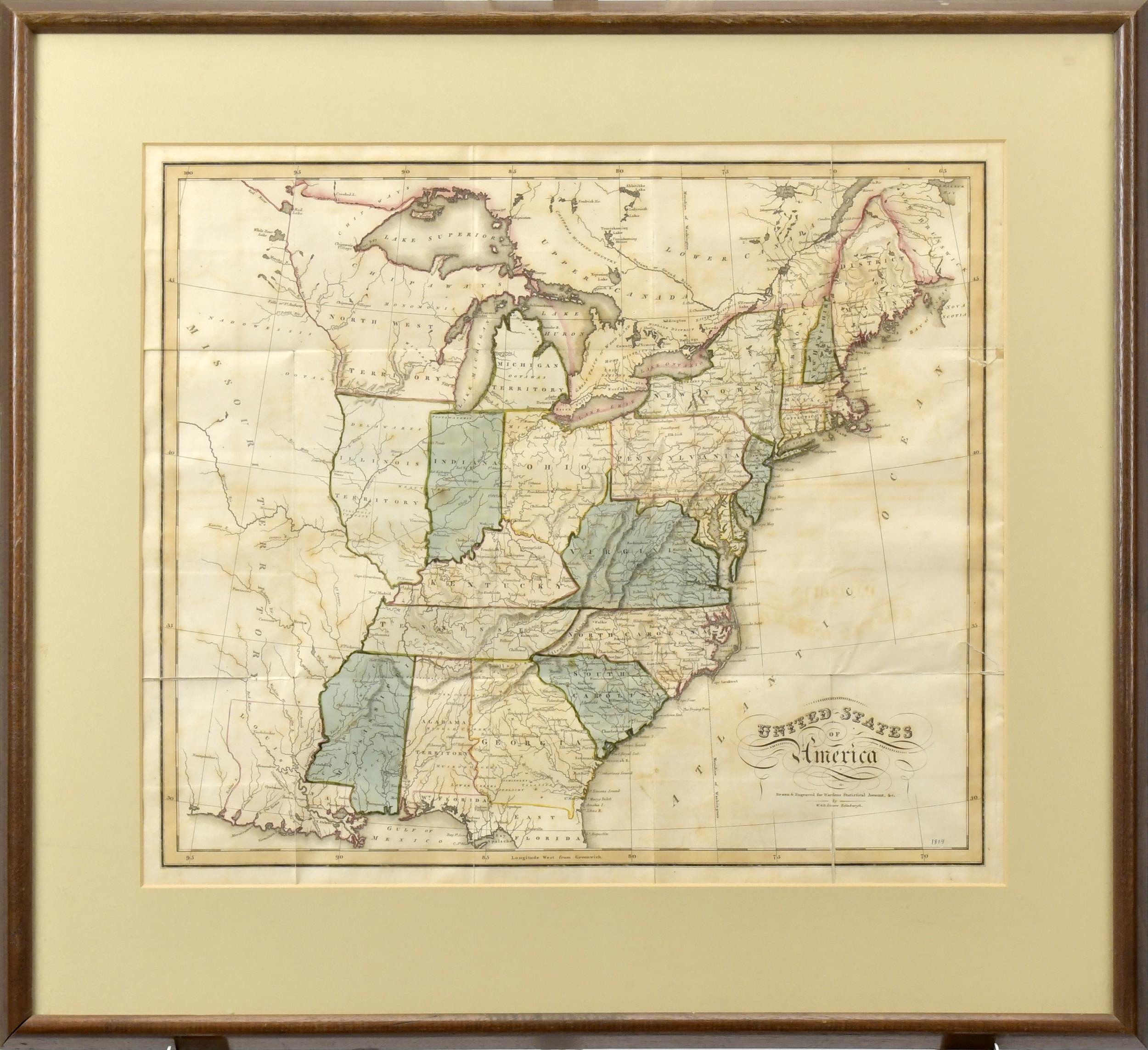 1819 LIZARS MAP UNITED STATES. W