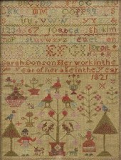 1821 NEEDLEWORK SAMPLER BY SAR