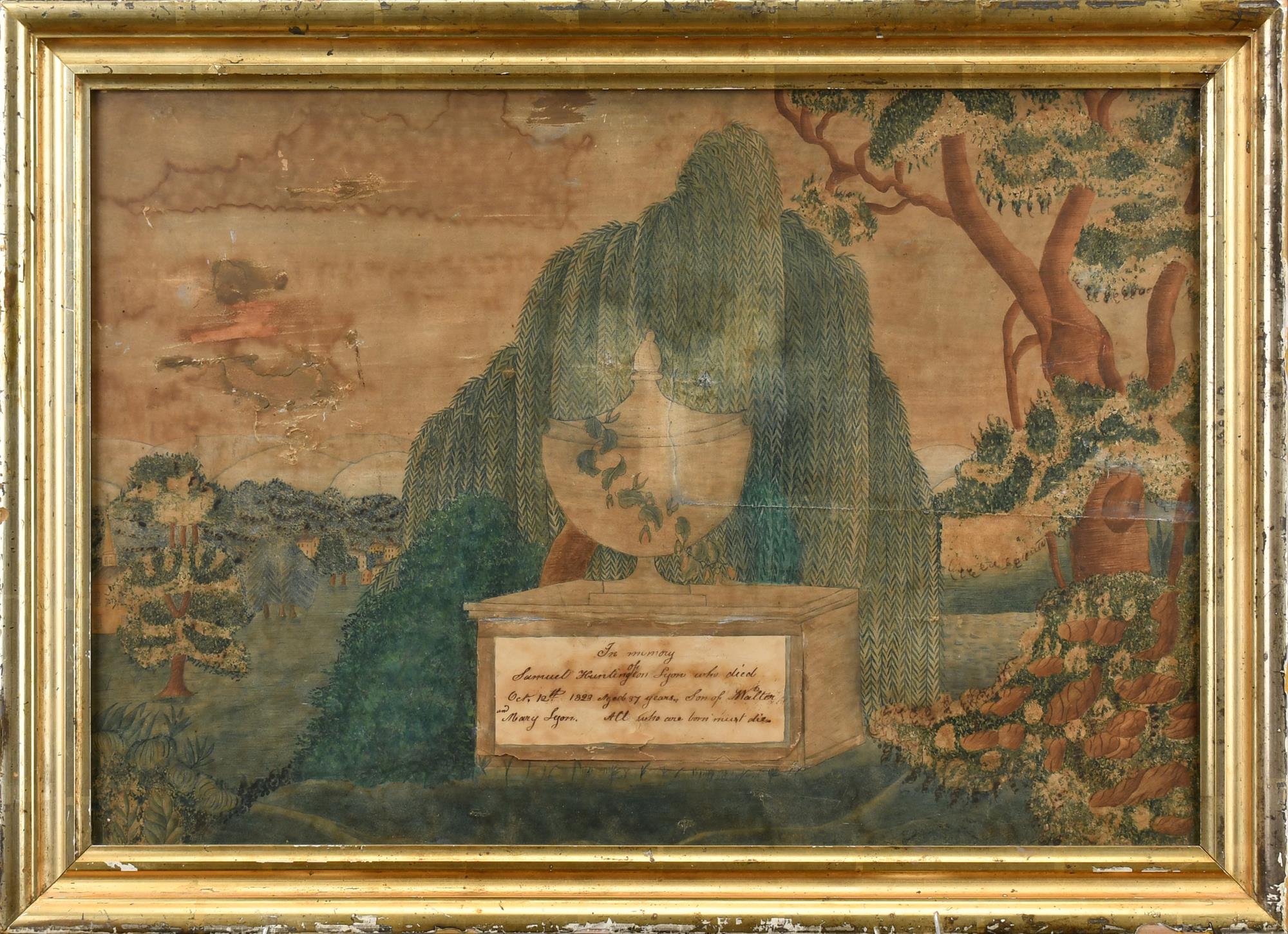 1823 WATERCOLOR MOURNING SCENE.