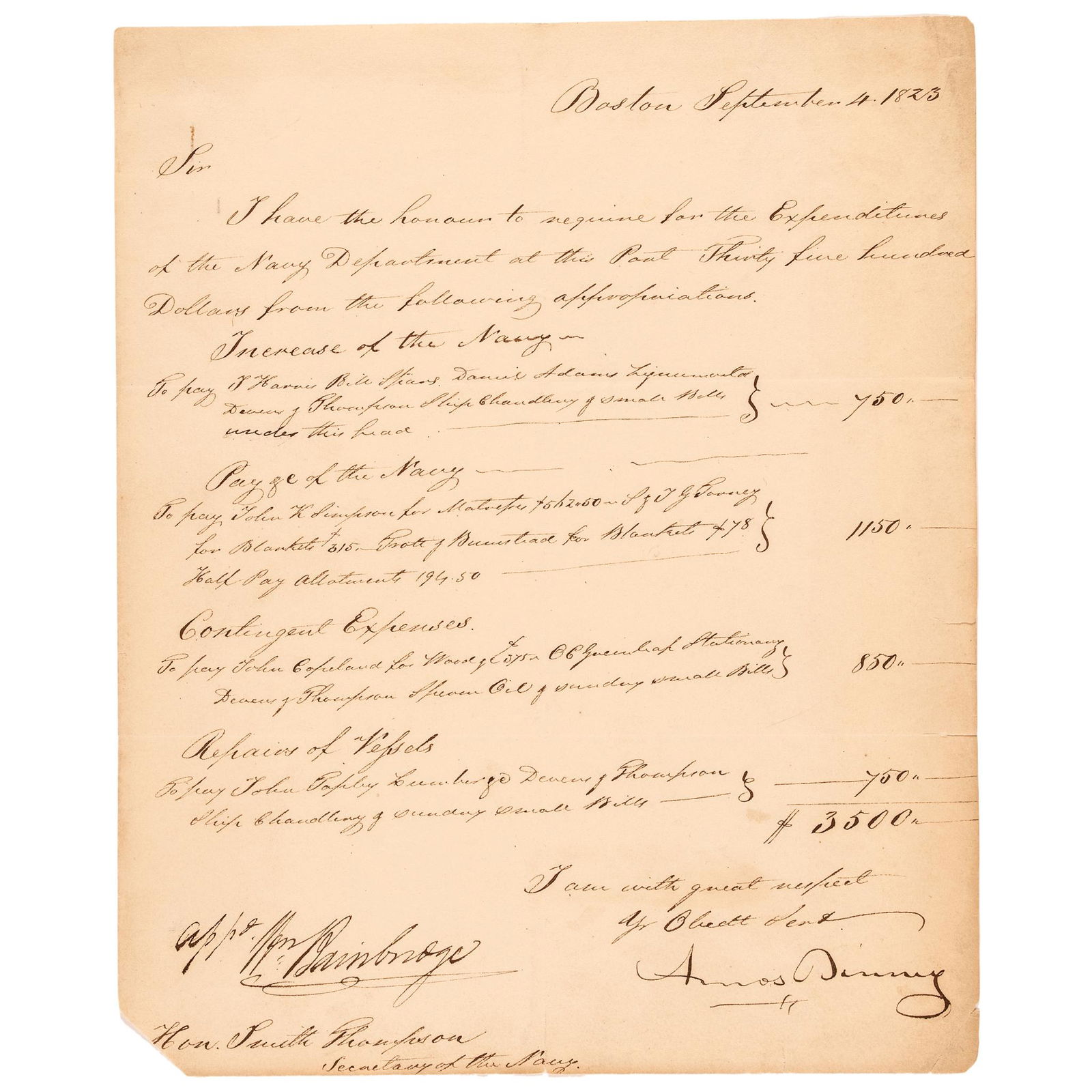 1823 WILLIAM BAINBRIDGE SIGNED