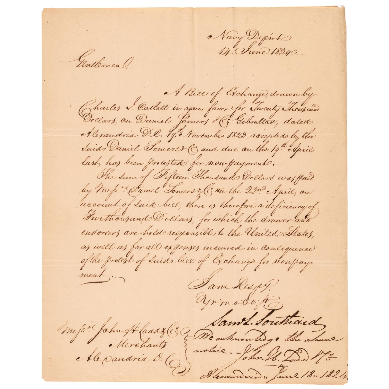 1824 SECRETARY OF THE NAVY SAMUEL