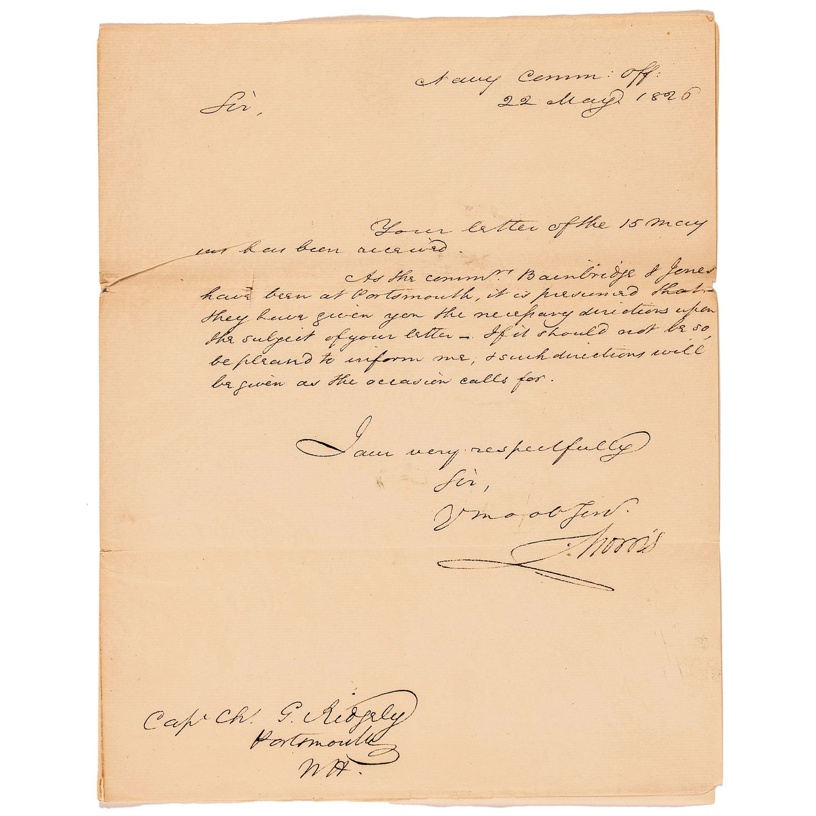 1826 CHARLES MORRIS AUTOGRAPH