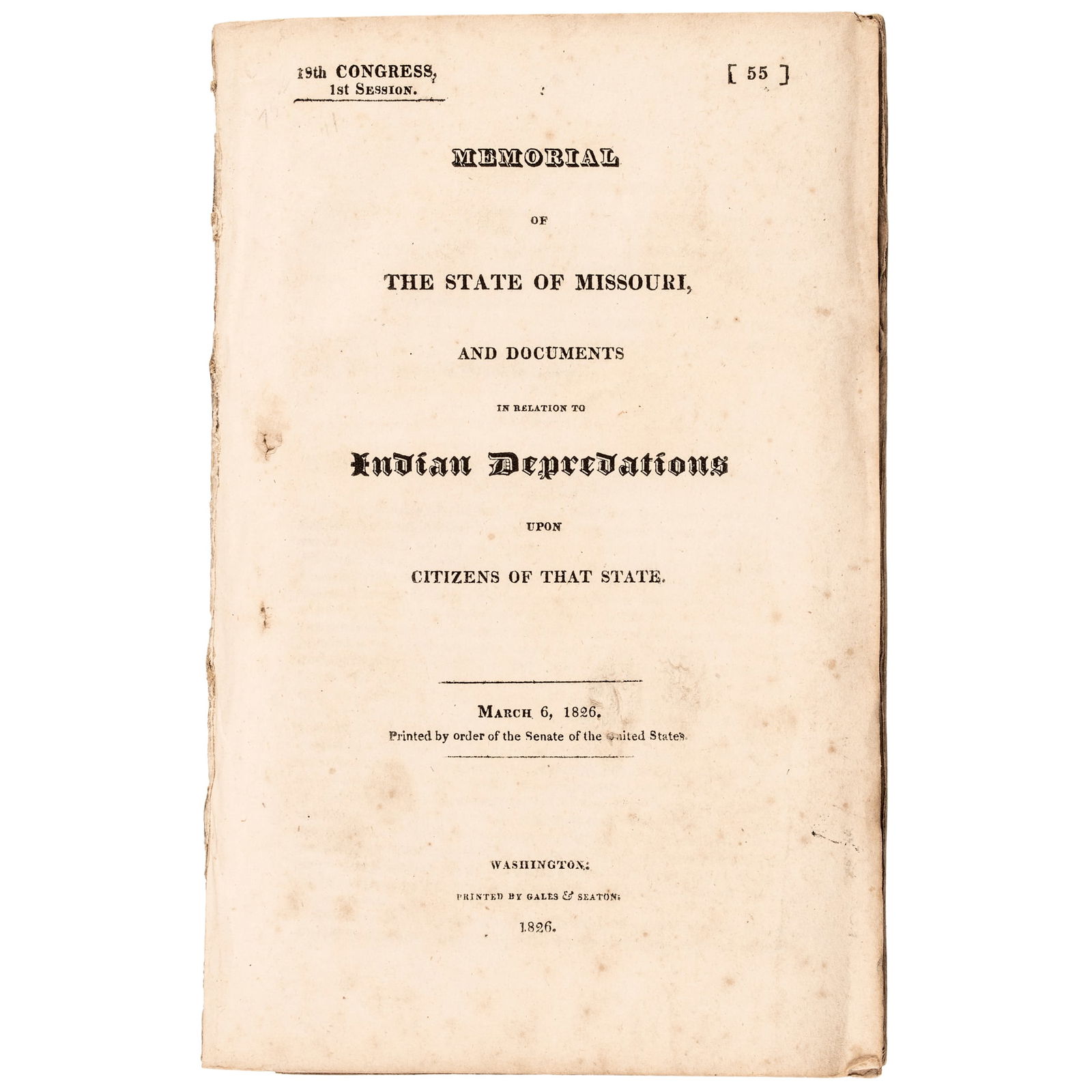 1826 CONGRESSIONAL IMPRINT TITLED