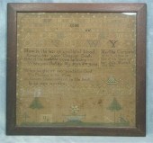1826 needlework sampler, Marth