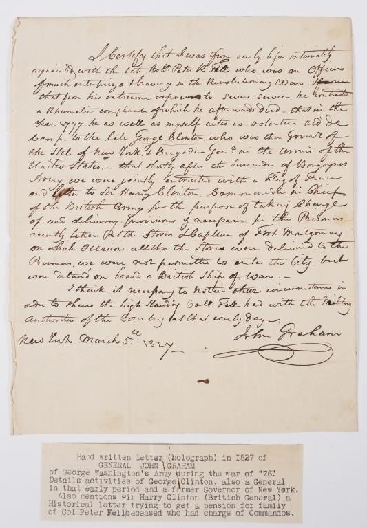 1827 LETTER REFERENCING THE