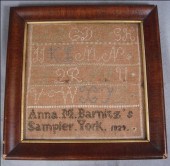 1827 needlework sampler, Anna
