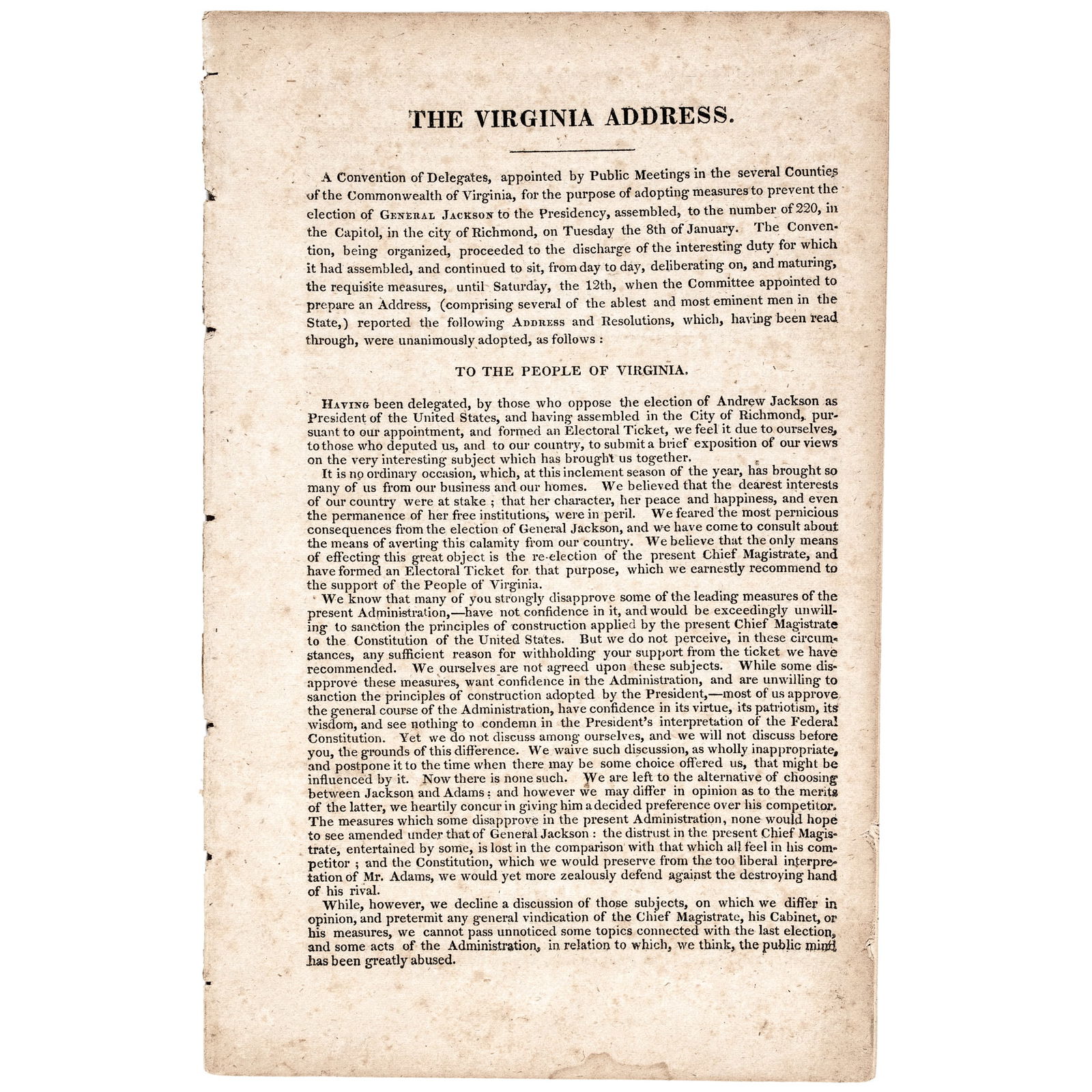 1828-PRINTED DOCUMENT TITLED THE