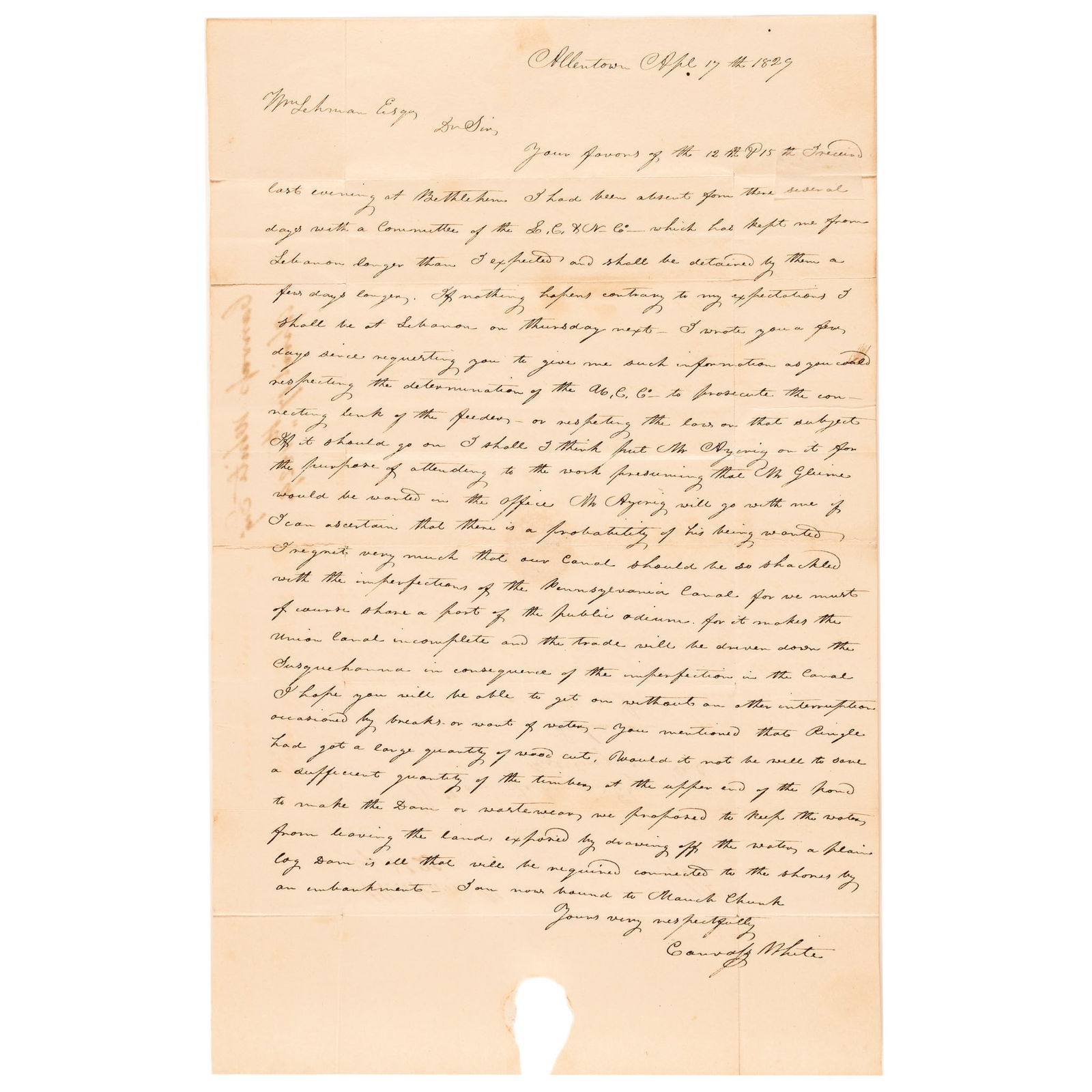 1829 CANVASS WHITE CHIEF ENGINEER