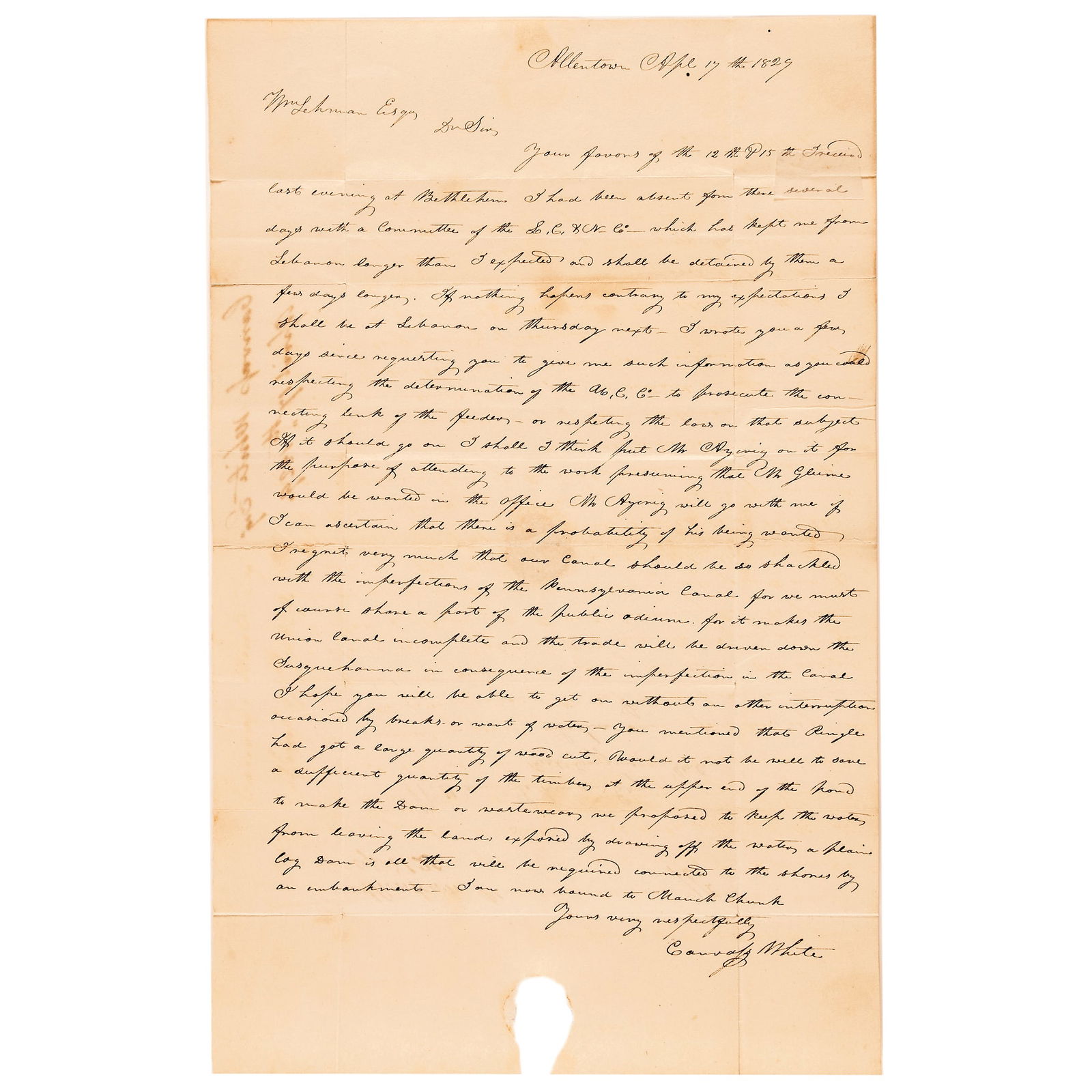 1829 CANVASS WHITE CHIEF ENGINEER