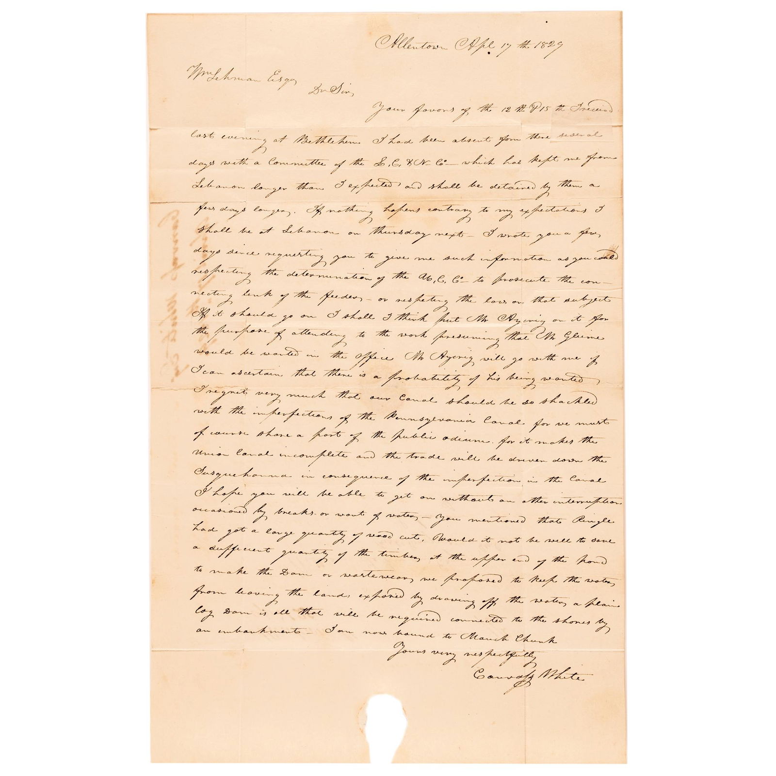 1829 CANVASS WHITE RARE ERIE