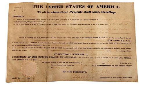 1834 PRESIDENT ANDREW JACKSON