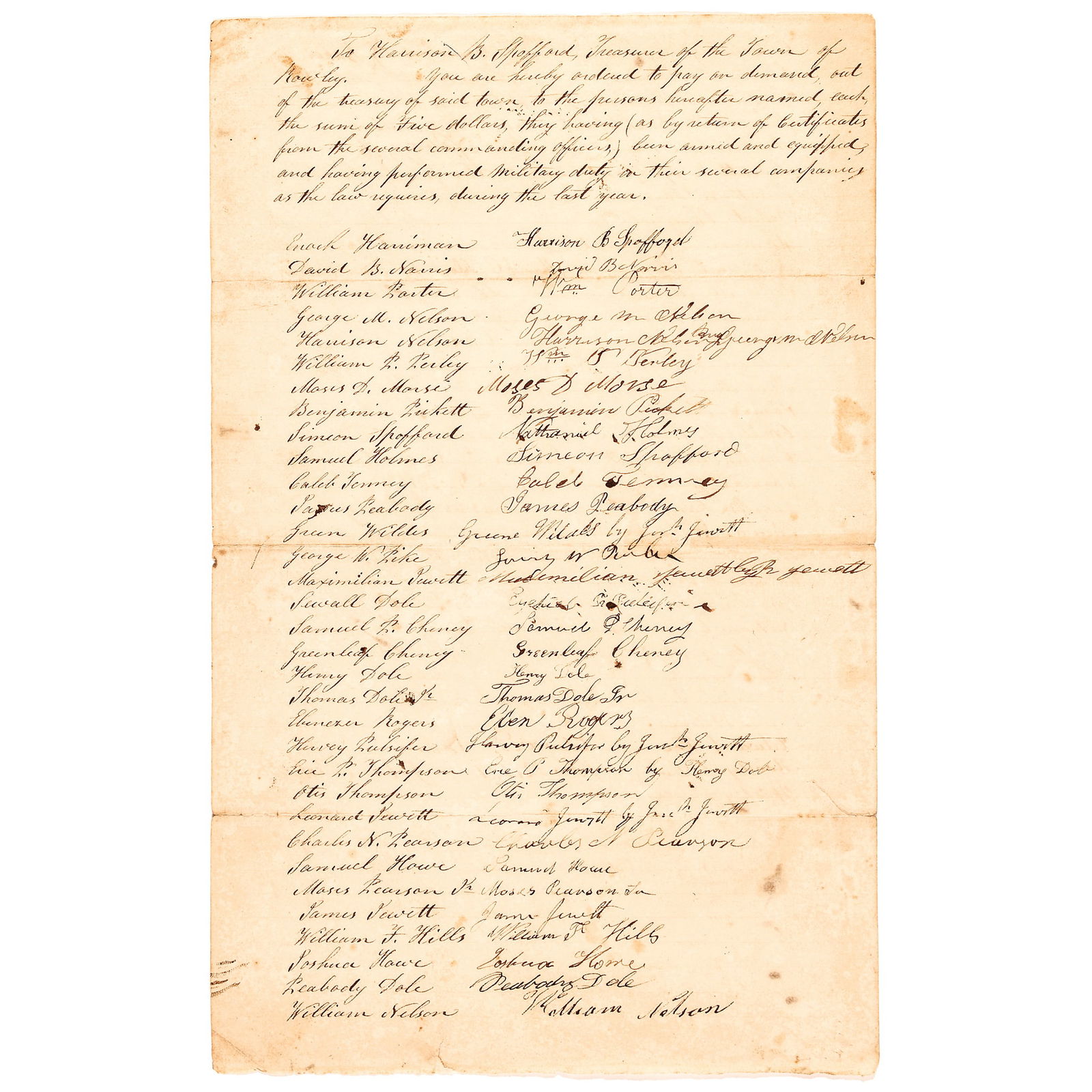 1835 MASSACHUSETTS MILITARY PAY