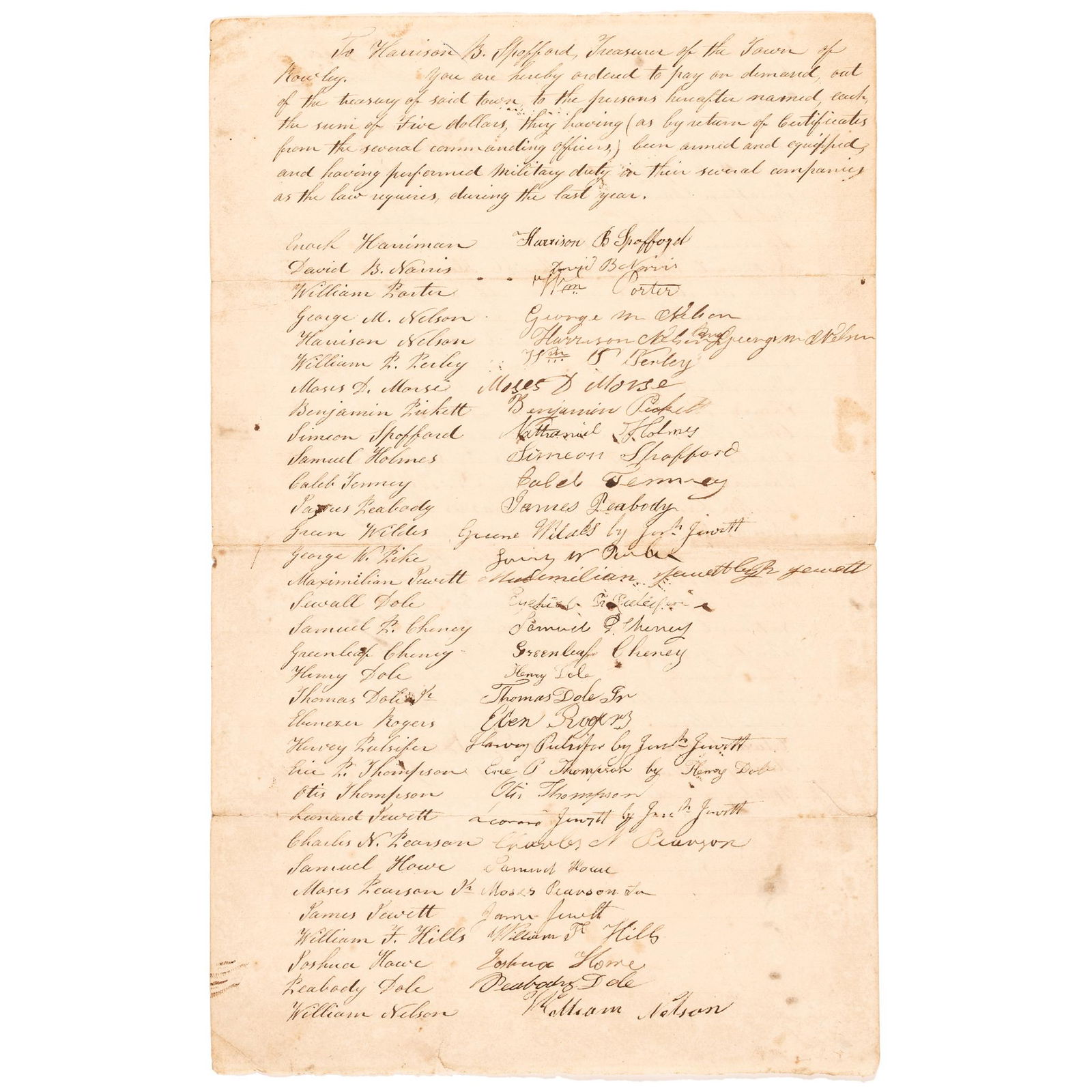 1835 MILITARY DOCUMENT PAY ORDER