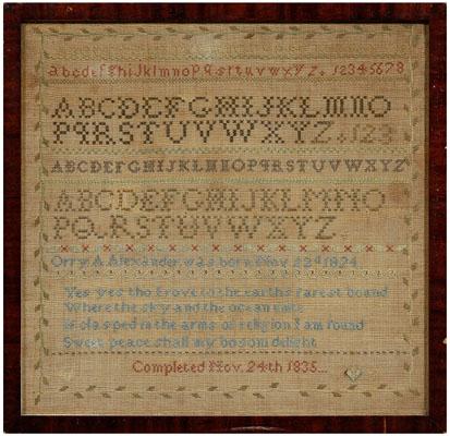 1835 North Carolina sampler, 13