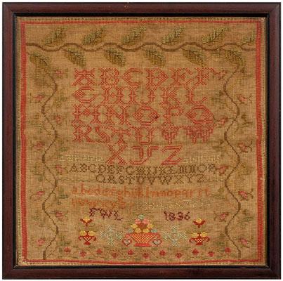 1836 alphabet sampler, nine-line