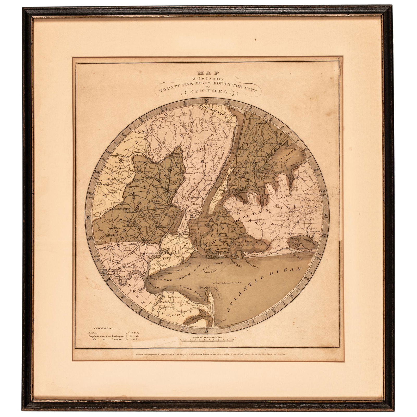 1836 HAND-COLORED MAP, COUNTRY