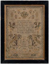 1836 verse sampler, "Ellen Bax