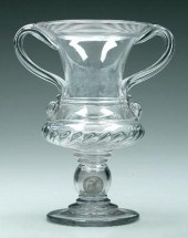 1837 glass urn, blown clear gl