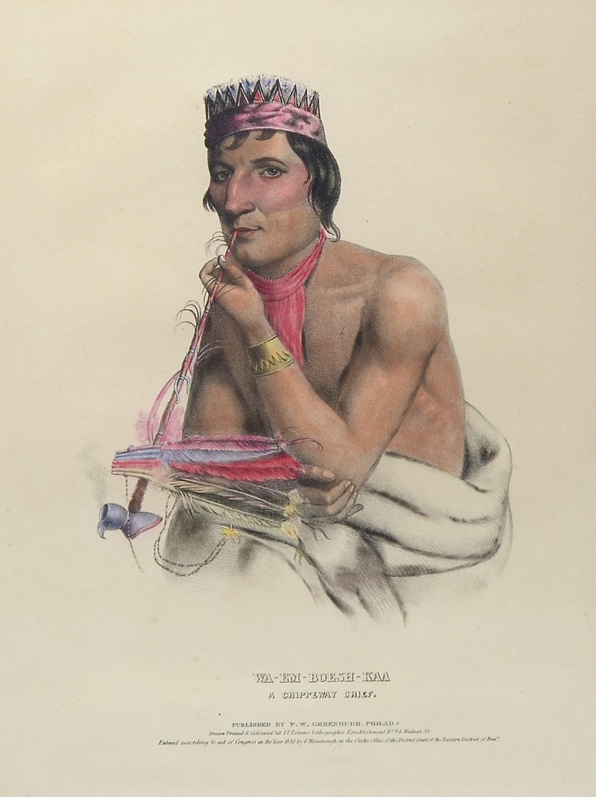 1838 LITHOGRAPH WA-EM-BOESH-KAA A