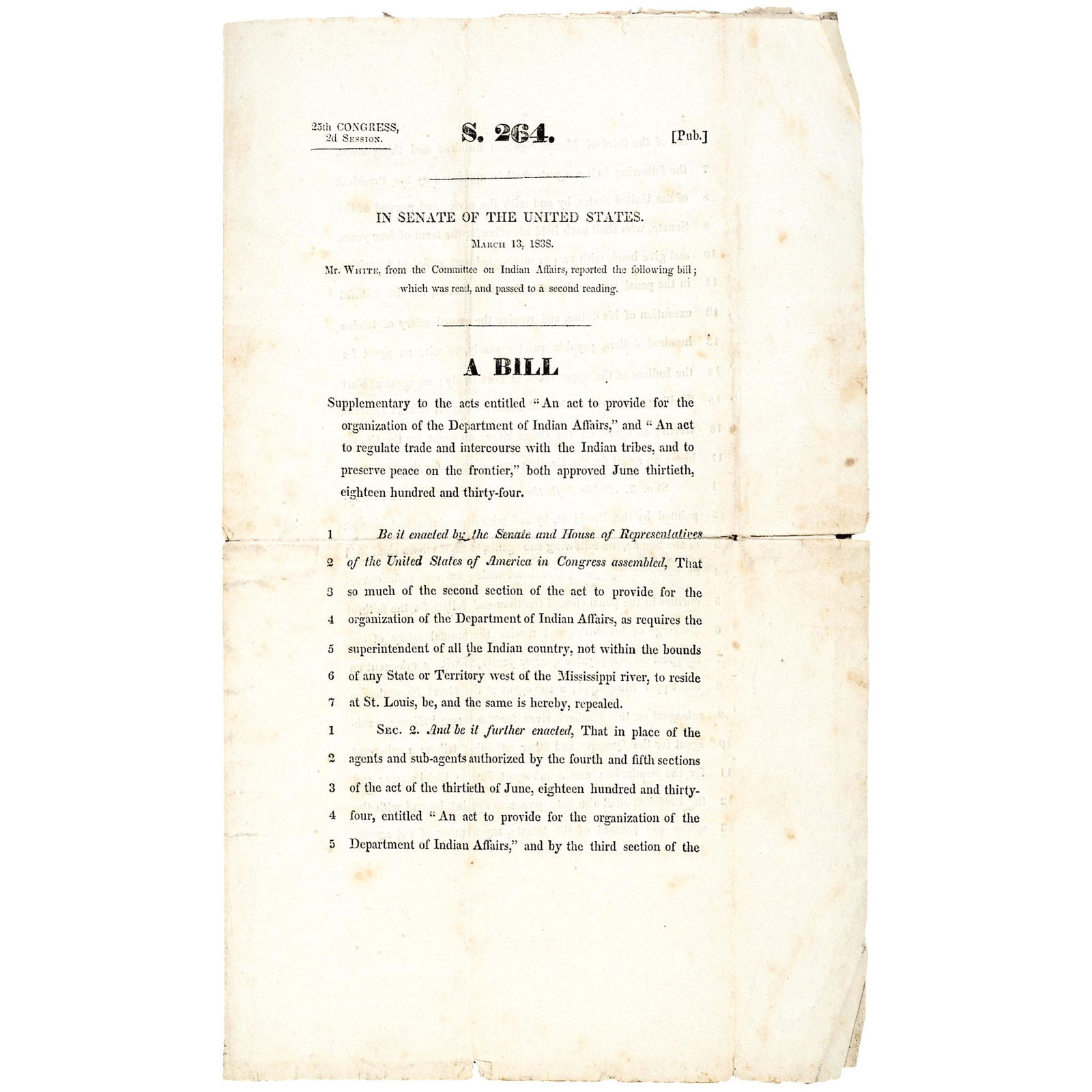 1838 PRINTED SENATE BILL 264