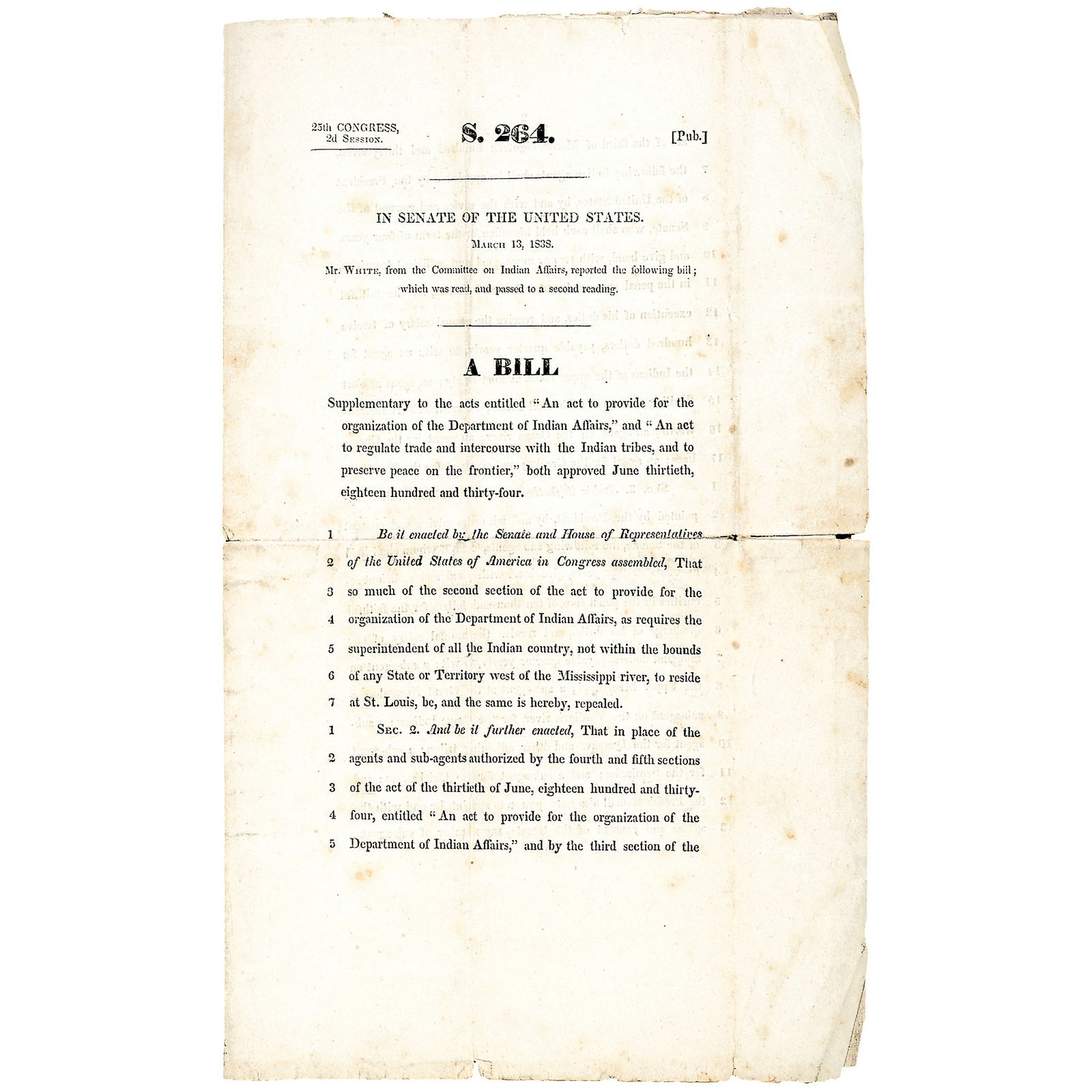 1838 PRINTED SENATE BILL 264