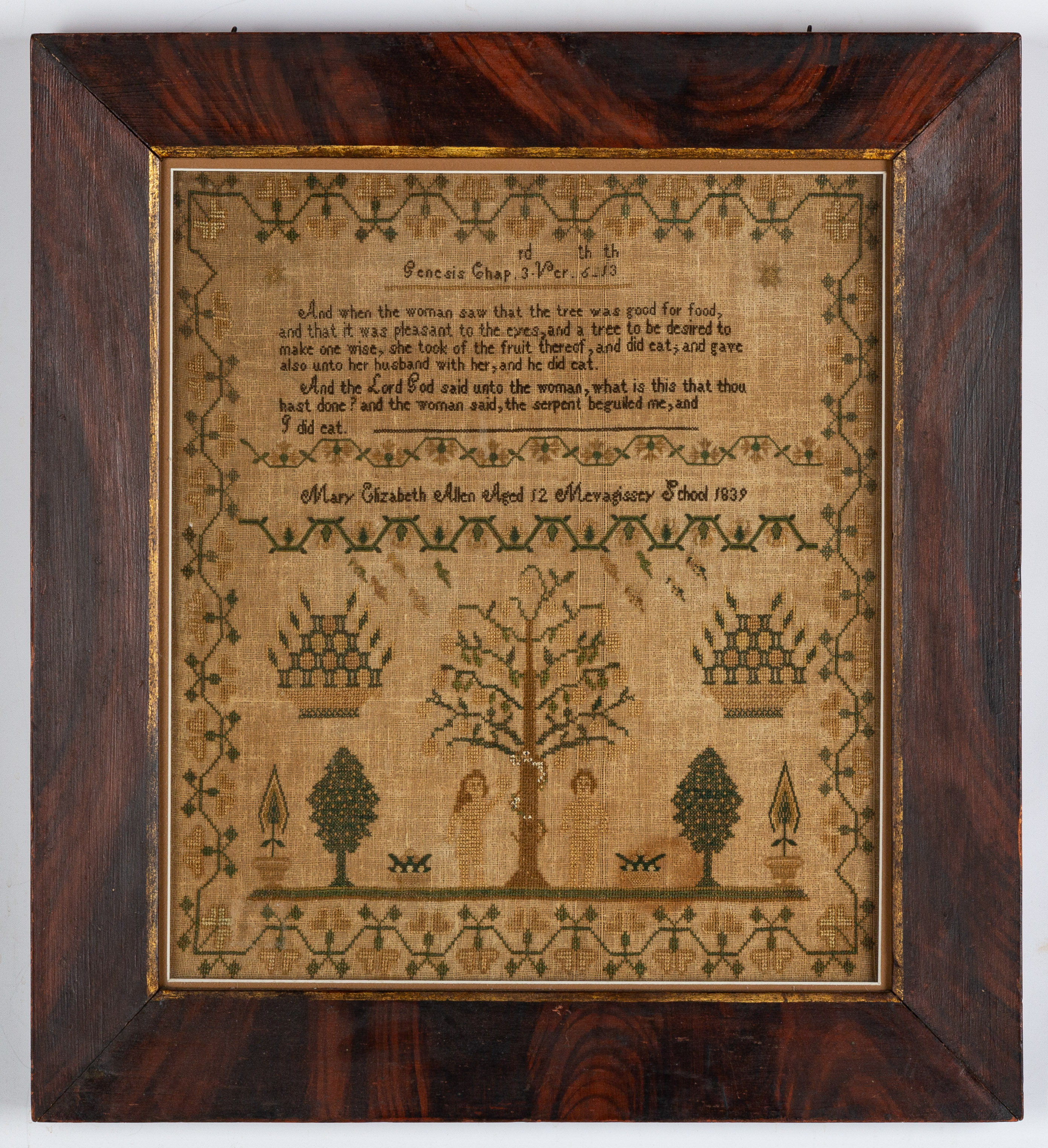1839 ADAM & EVE SAMPLER 1839 Adam &