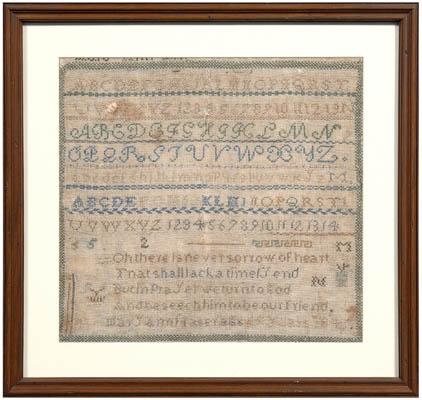 1841 alphabet sampler, 12-line