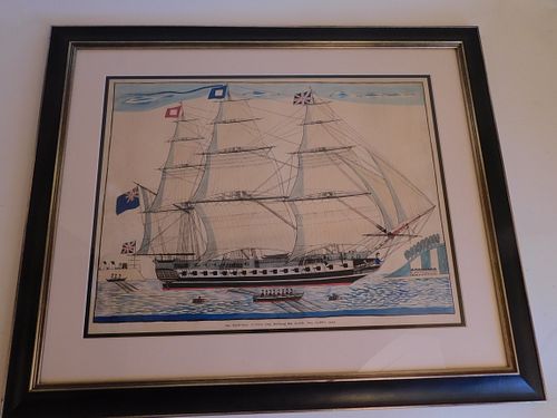 1845 BRITISH SHIP PAINTINGAntique