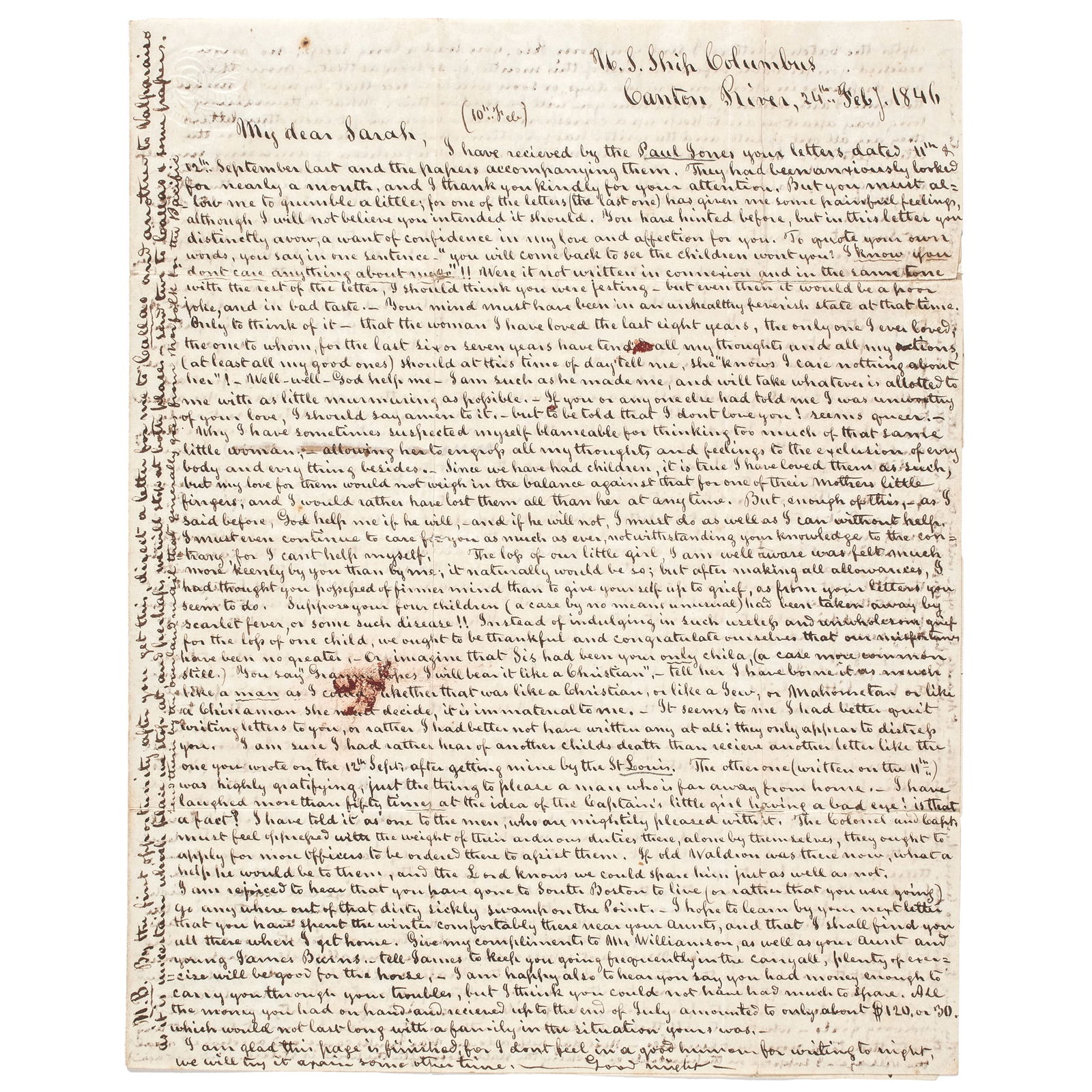 1846 SUPERB AMERICAN SAILOR'S